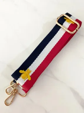 1.5 Adjustable Bag Strap -Red White Navy Bee