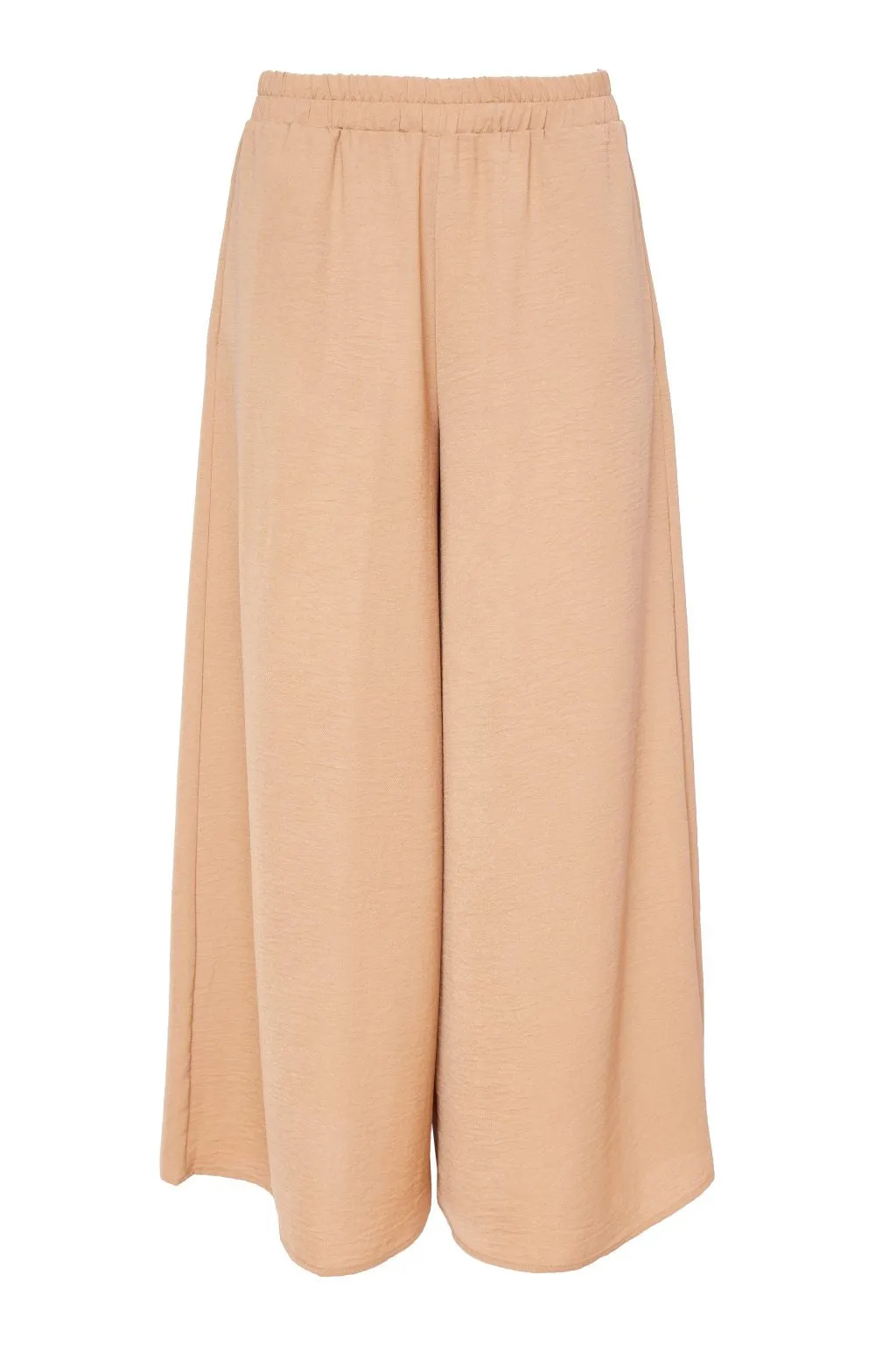 24274- Naya Wide Leg Trousers w/ Elastic Waist- Tan