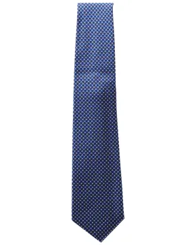 Blue and Navy Checked Woven Silk Tie