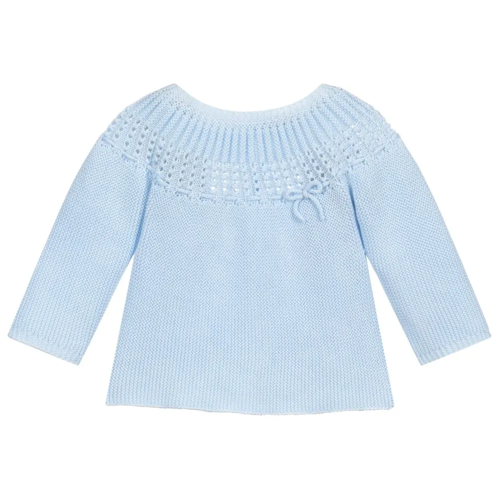 Blue Cotton Knitted Sweater