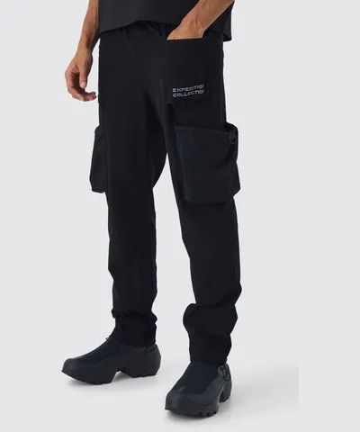 boohooMAN Mens Elasticated Waist Tapered Cargo Sweatpants