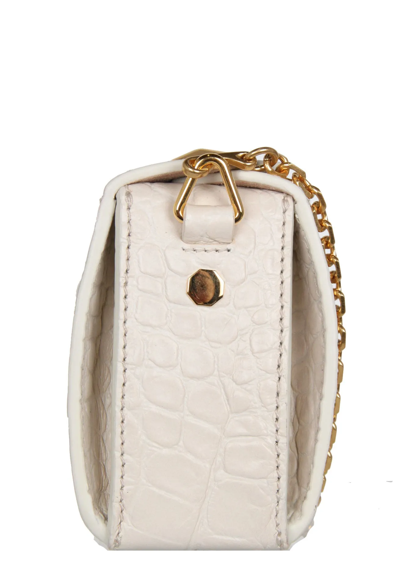 Box Bag Nano Croc, Bone/Gold