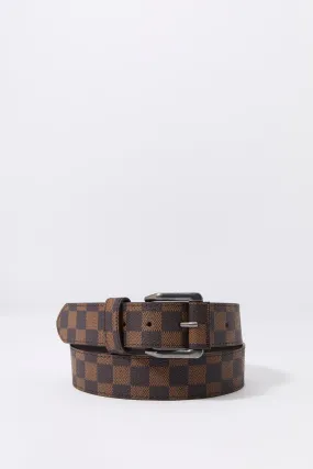 Brown Checkered Buckle Belt