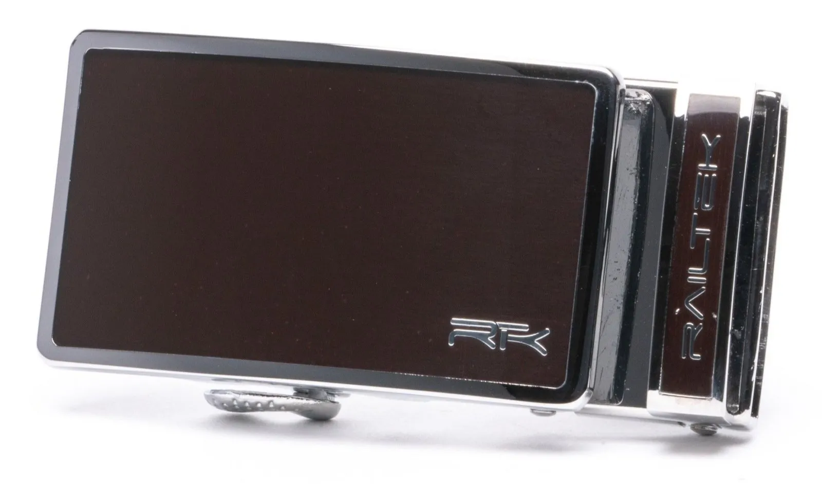 Chrome Dark Brown Railtek Belt Buckle