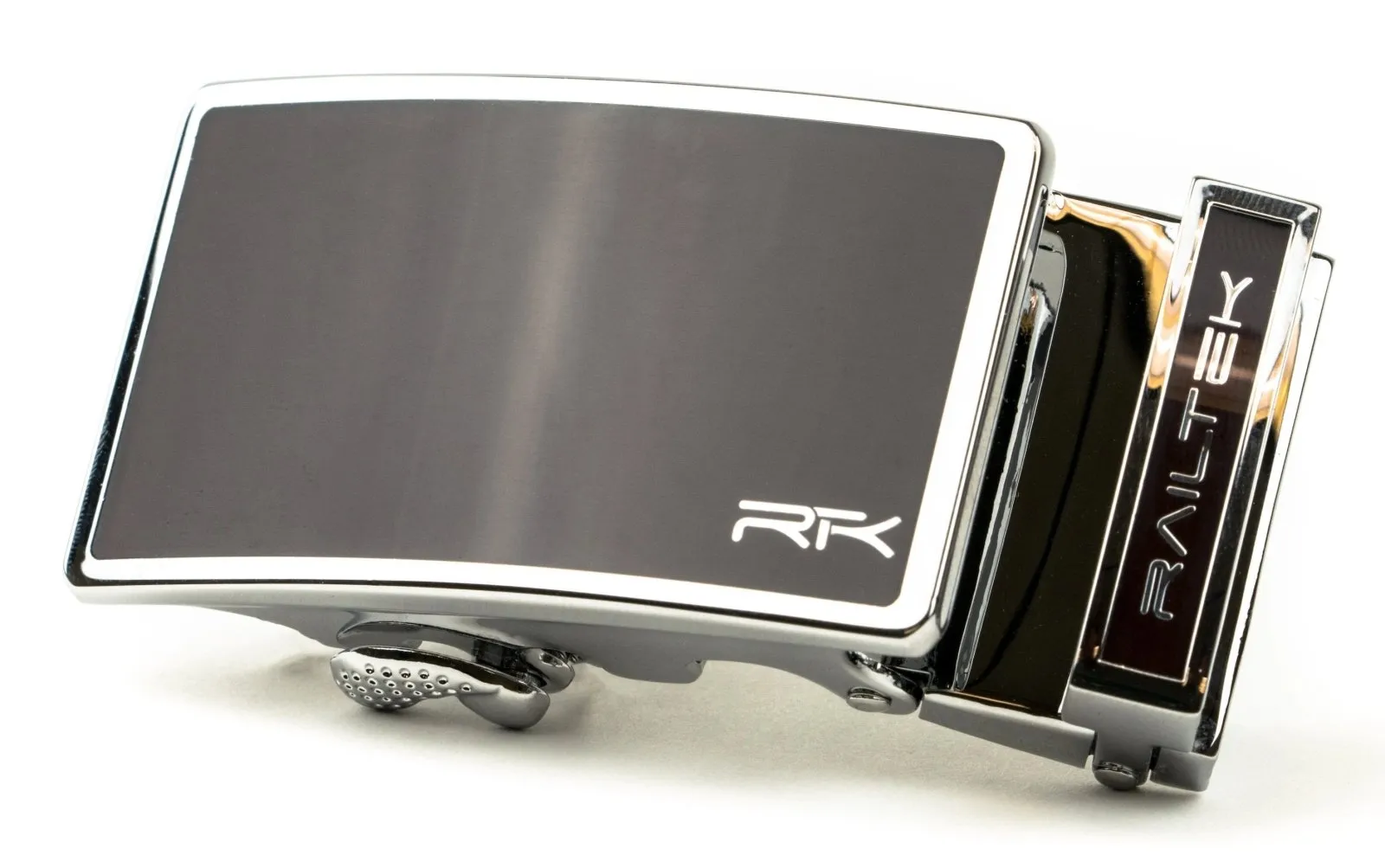 Chrome Dark Brown Railtek Belt Buckle