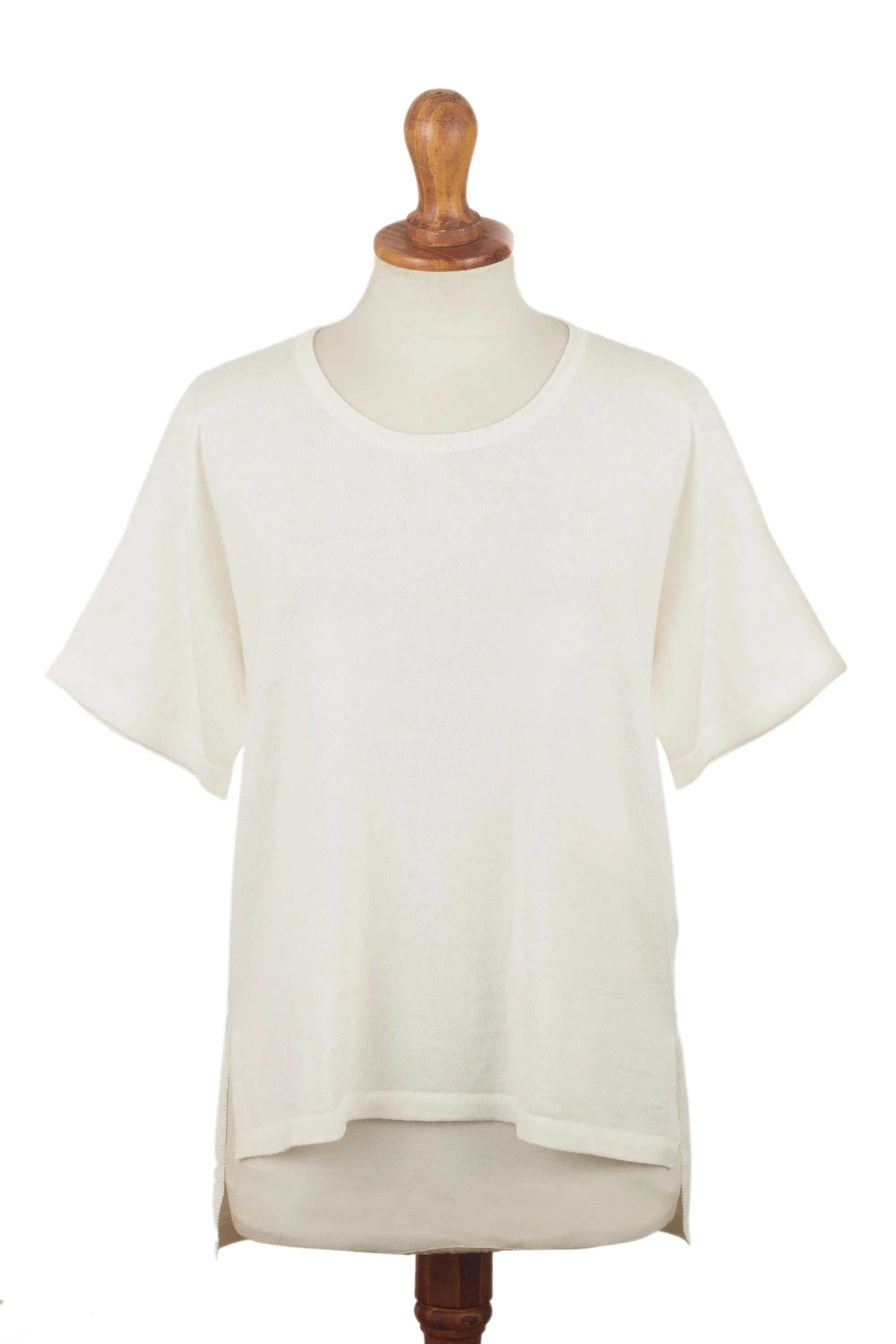 Cloud Nine White Short-Sleeved Sweater