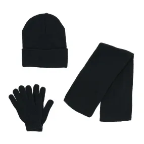 CTM Basic Beanie Cuff Cap Scarf and Gloves Set