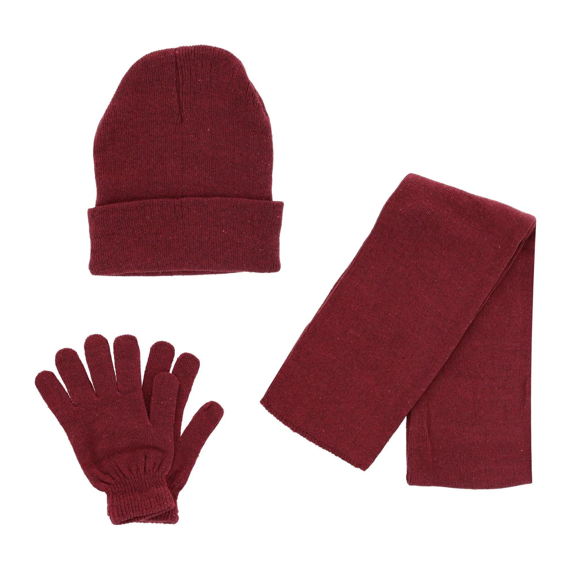 CTM Basic Beanie Cuff Cap Scarf and Gloves Set