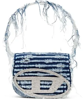 Diesel Iconic shoulder bag in frayed denim