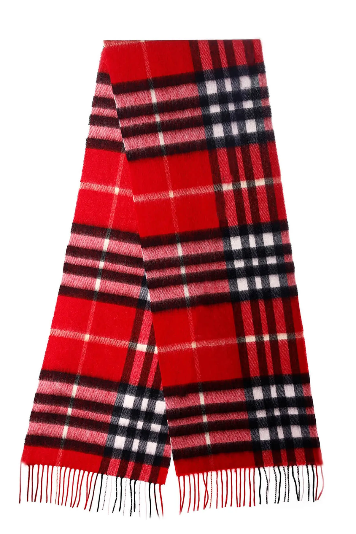 Edinburgh Cashmere Red Check Lambswool Scarf