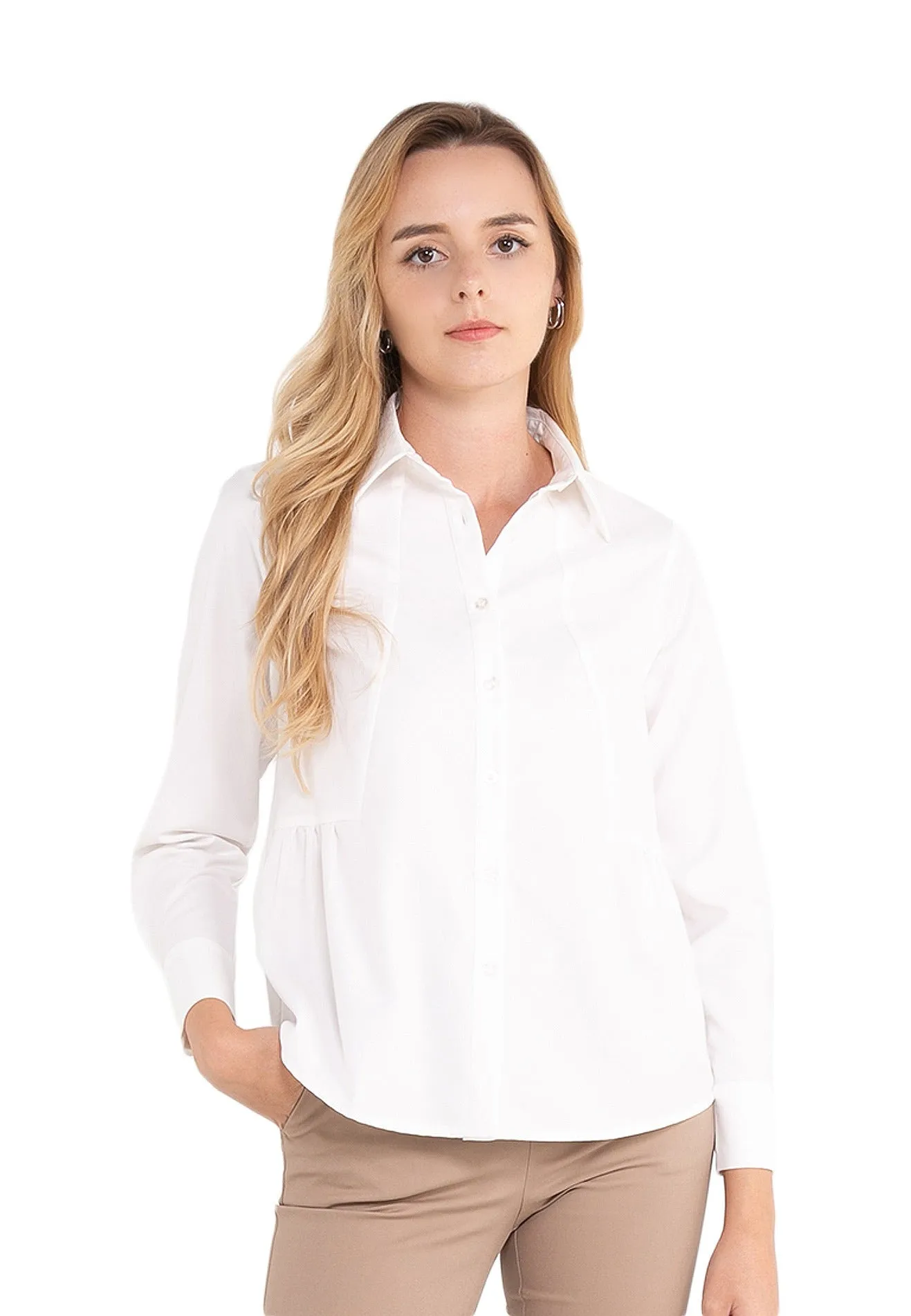 ELLE Apparel Collar Neck High Low Tailored Shirt