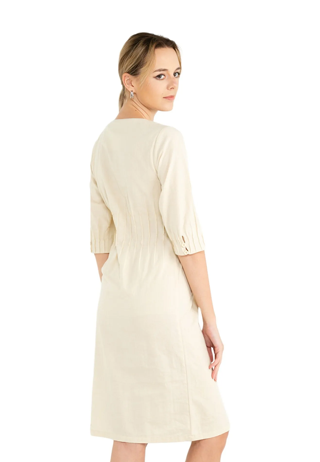 ELLE Apparel Round Neckline Button Up Shirt Dress