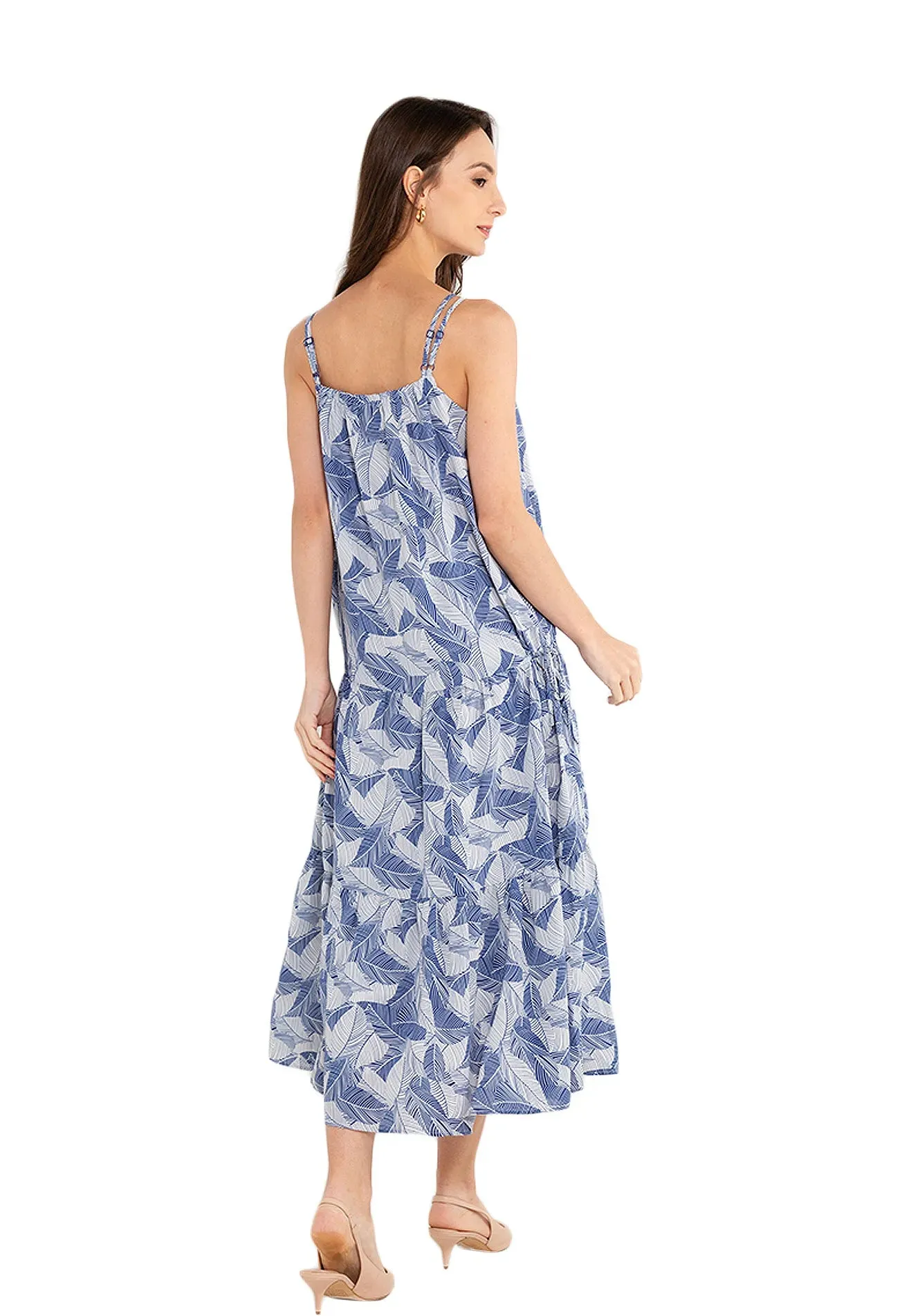 ELLE Apparel Tropical Printed Cami Midi Dress