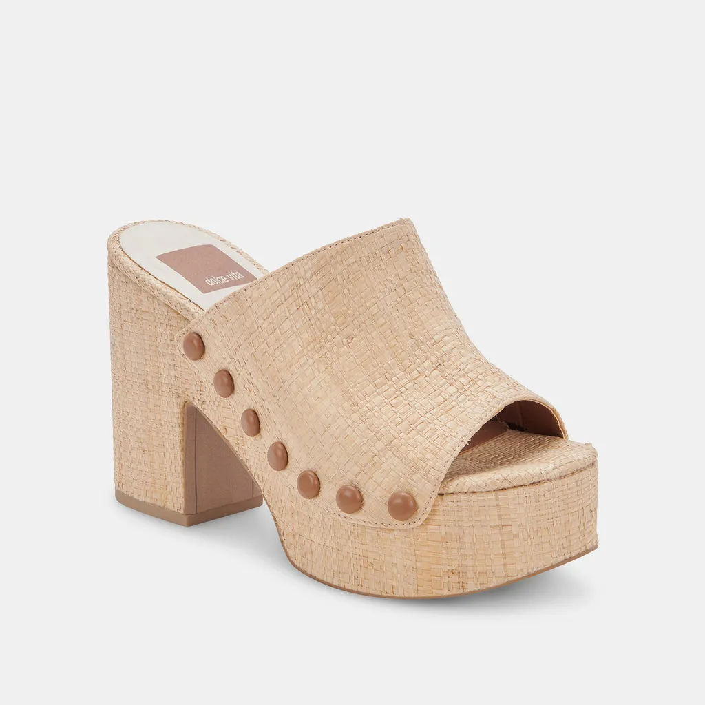 EMOL Heels Light Natural Raffia | Natural Raffia Chunky Heel Sandals– Dolce Vita 6872212013122