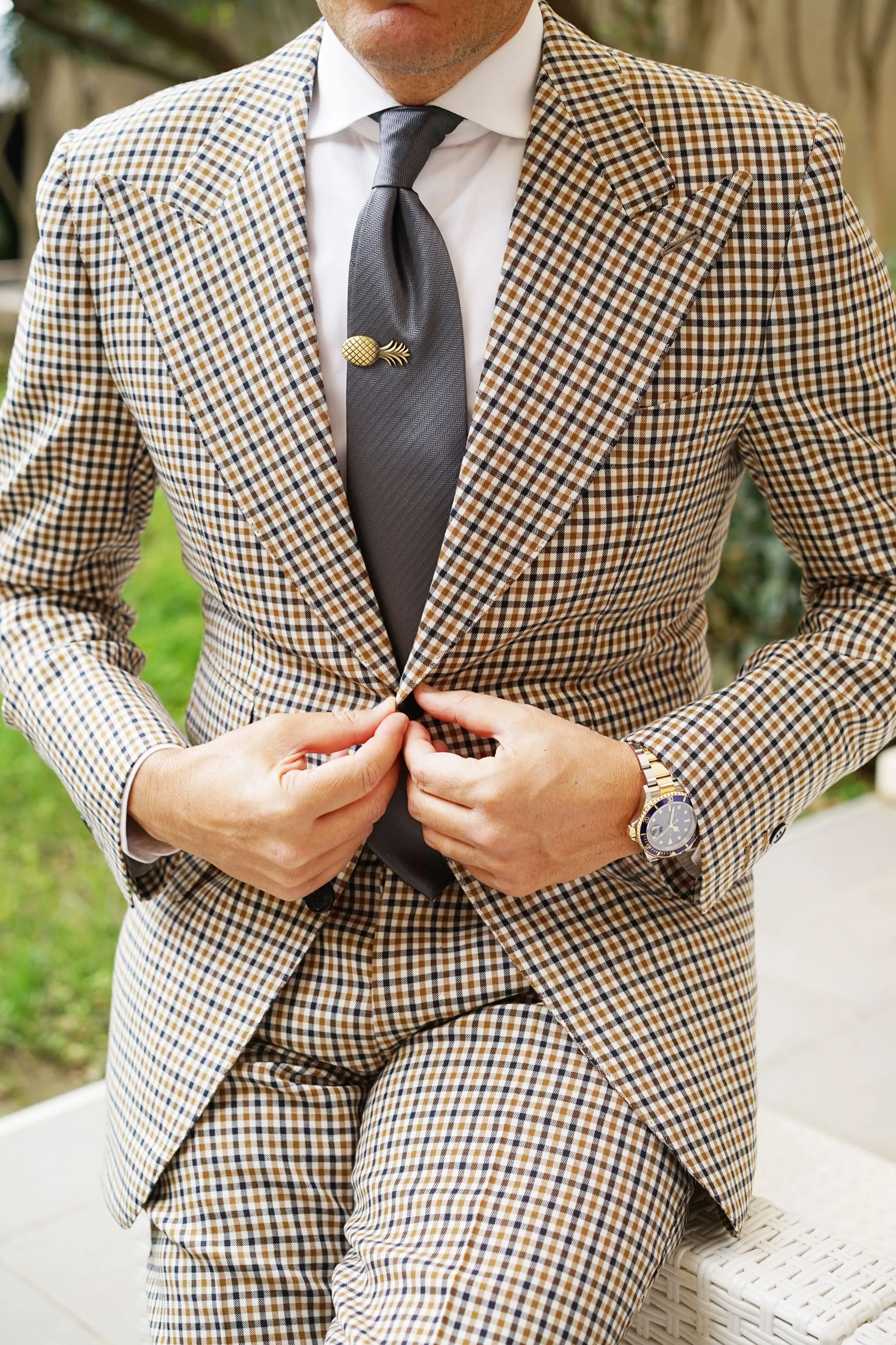 Fijian Brass Pineapple Tie Bar