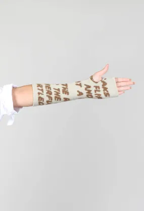 Fingerless Wool Gloves in Bronze Jacquard