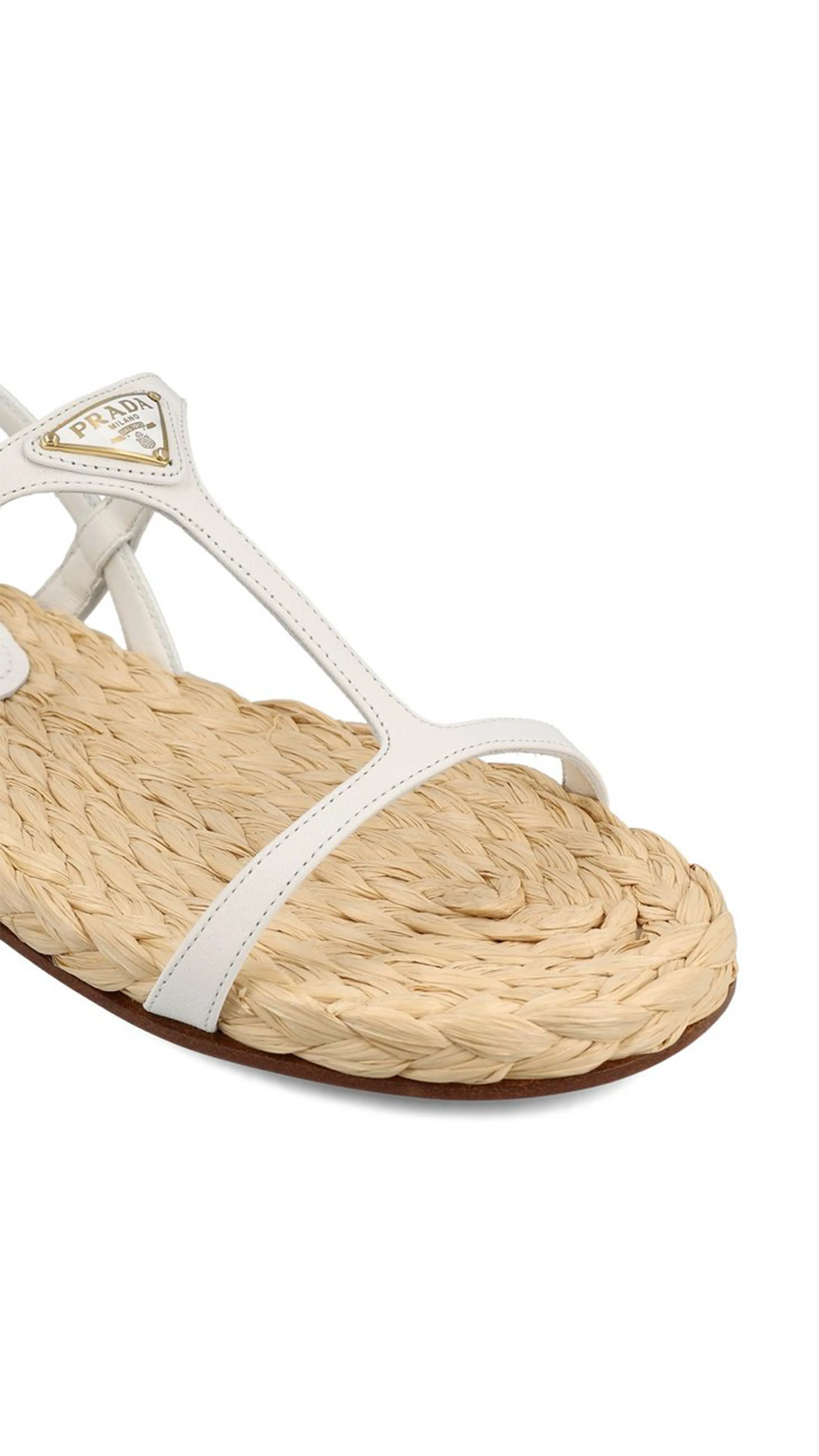 Flat Nappa Leather Sandal - White/Beige