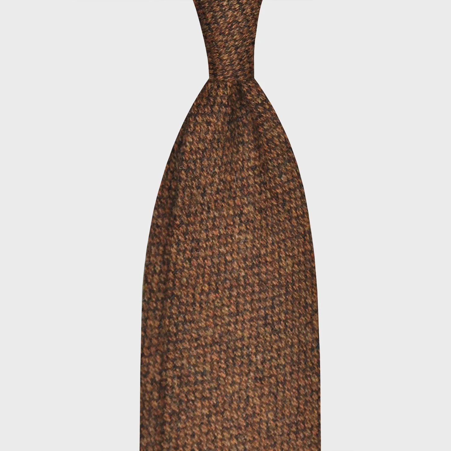 F.Marino Barleycorn Tweed Tie 3 Folds Rust Brown