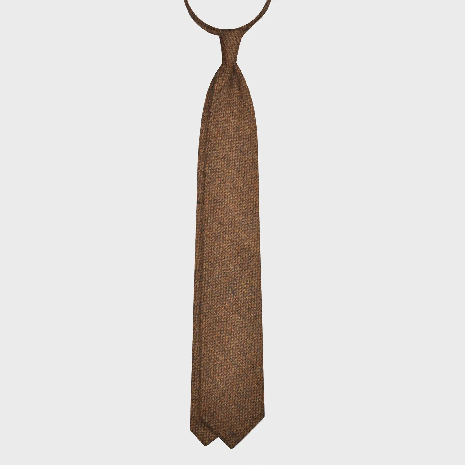 F.Marino Barleycorn Tweed Tie 3 Folds Rust Brown