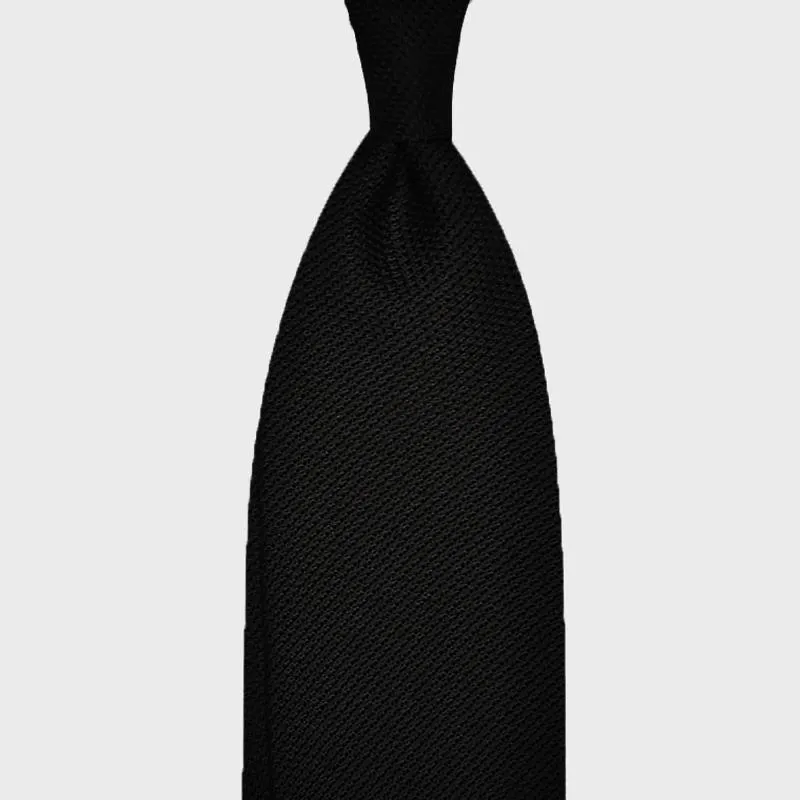 F.Marino Handmade Grenadine Silk Tie 3-Fold Black