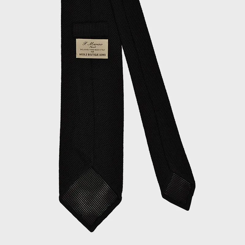 F.Marino Handmade Grenadine Silk Tie 3-Fold Black