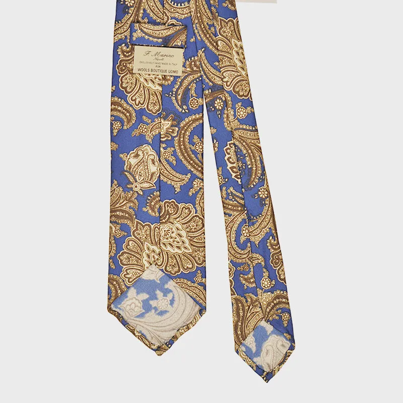 F.Marino Handmade Silk Tie 3-Fold Liberty | Persian Blue