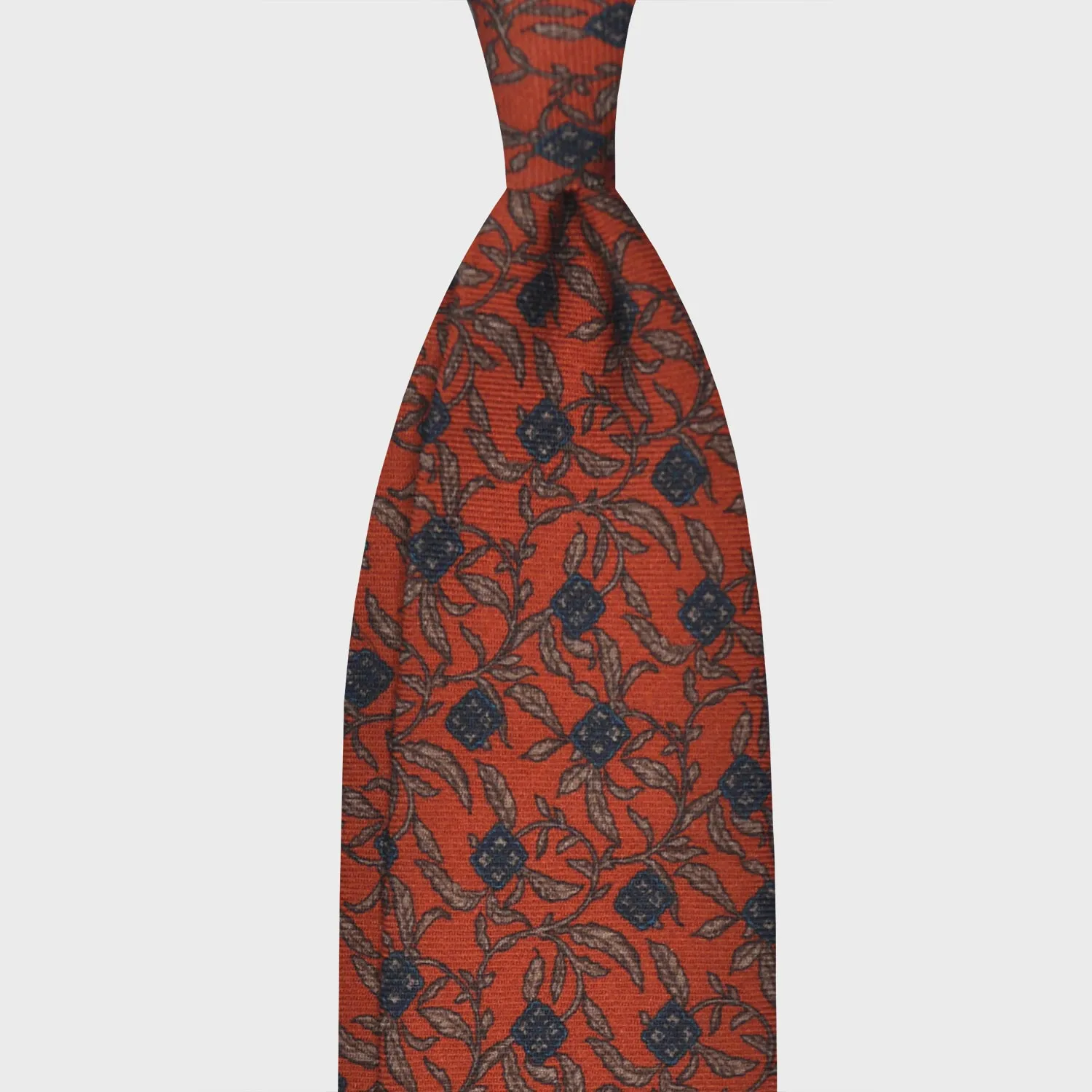 F.Marino Liberty Printed Wool Tie 3 Folds Orange