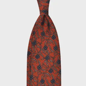 F.Marino Liberty Printed Wool Tie 3 Folds Orange