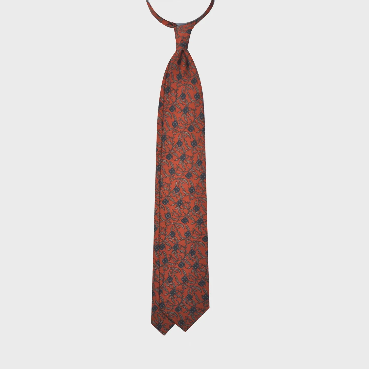 F.Marino Liberty Printed Wool Tie 3 Folds Orange