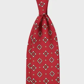 F.Marino Silk Tie 3 Folds Diamonds Brick Red