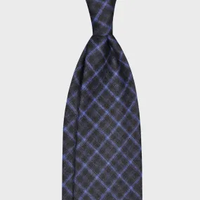 F.Marino Wool Tie 3 Folds Checked Pervinca Blue