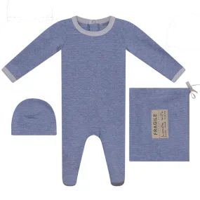 Fragile Denim Baby Stretchie and Beanie