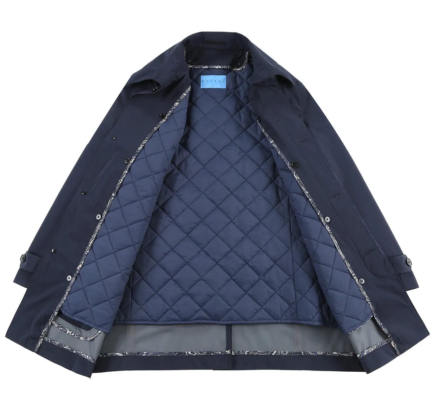 Functional SLIM FIT Raincoat With Removable Quilted Liner in Navy by Pelago