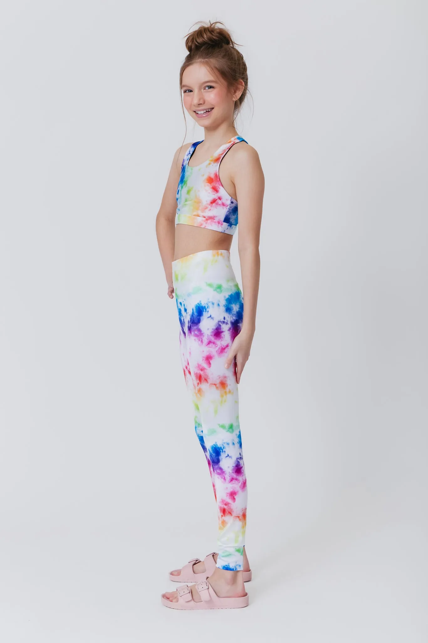 Girls Leggings in Rainbow Ice Dye