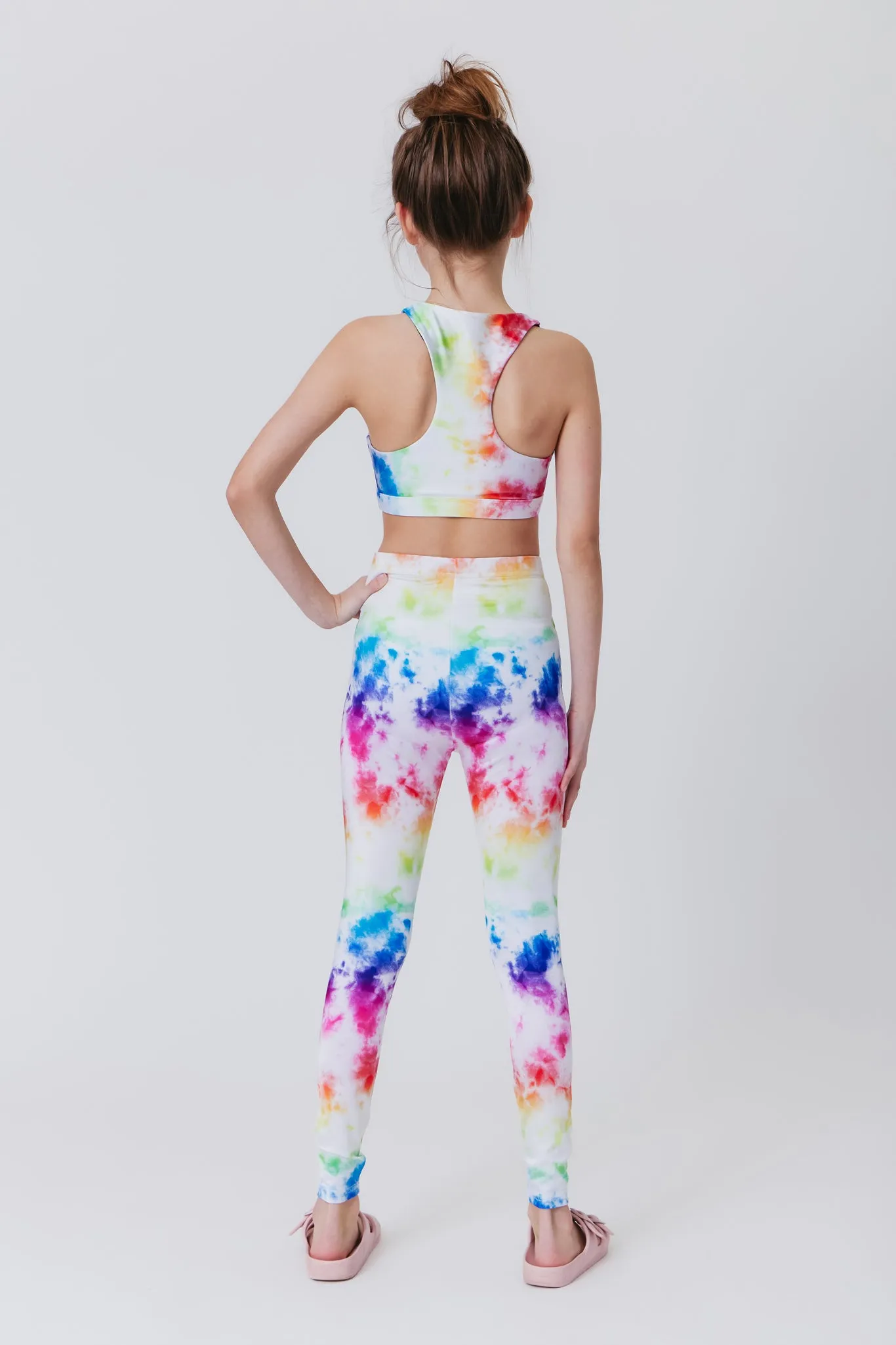 Girls Leggings in Rainbow Ice Dye