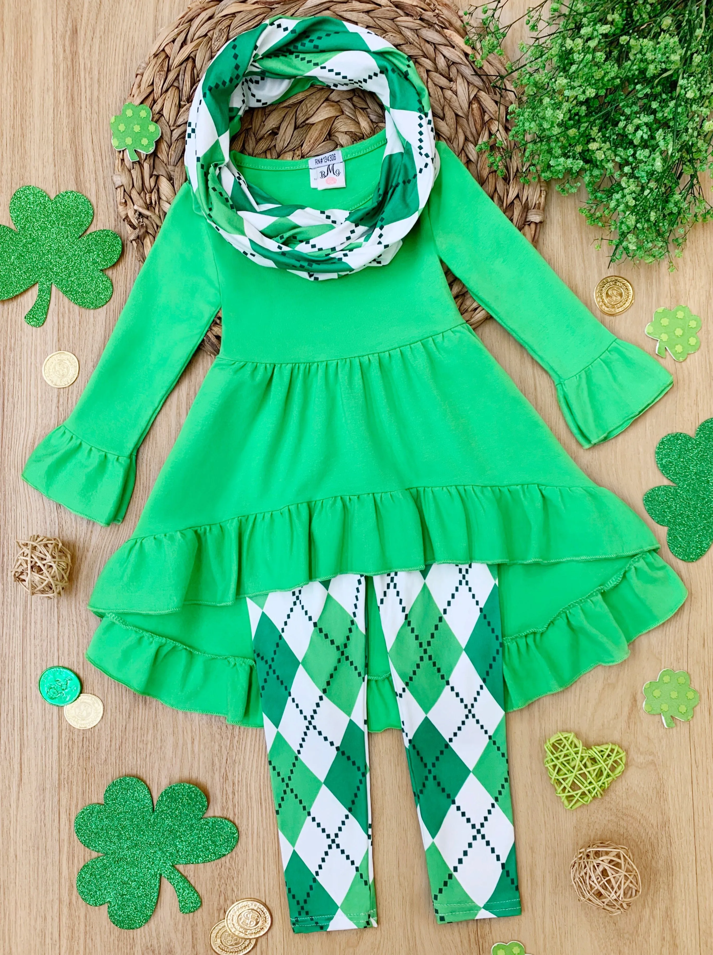 Green Argyle Angel 3 Piece Set