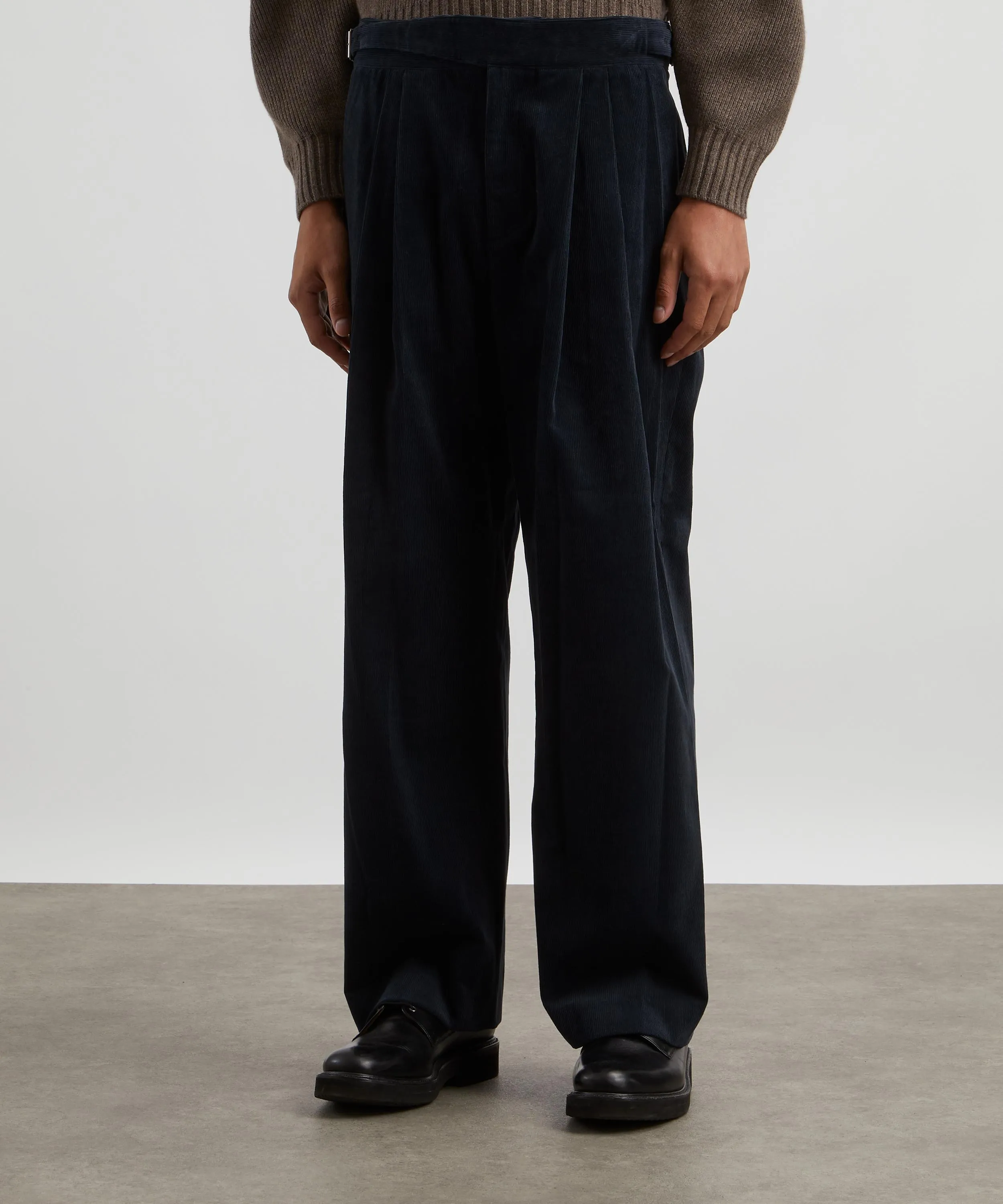 Gurkha Wide Leg Pleated Cord Trousers