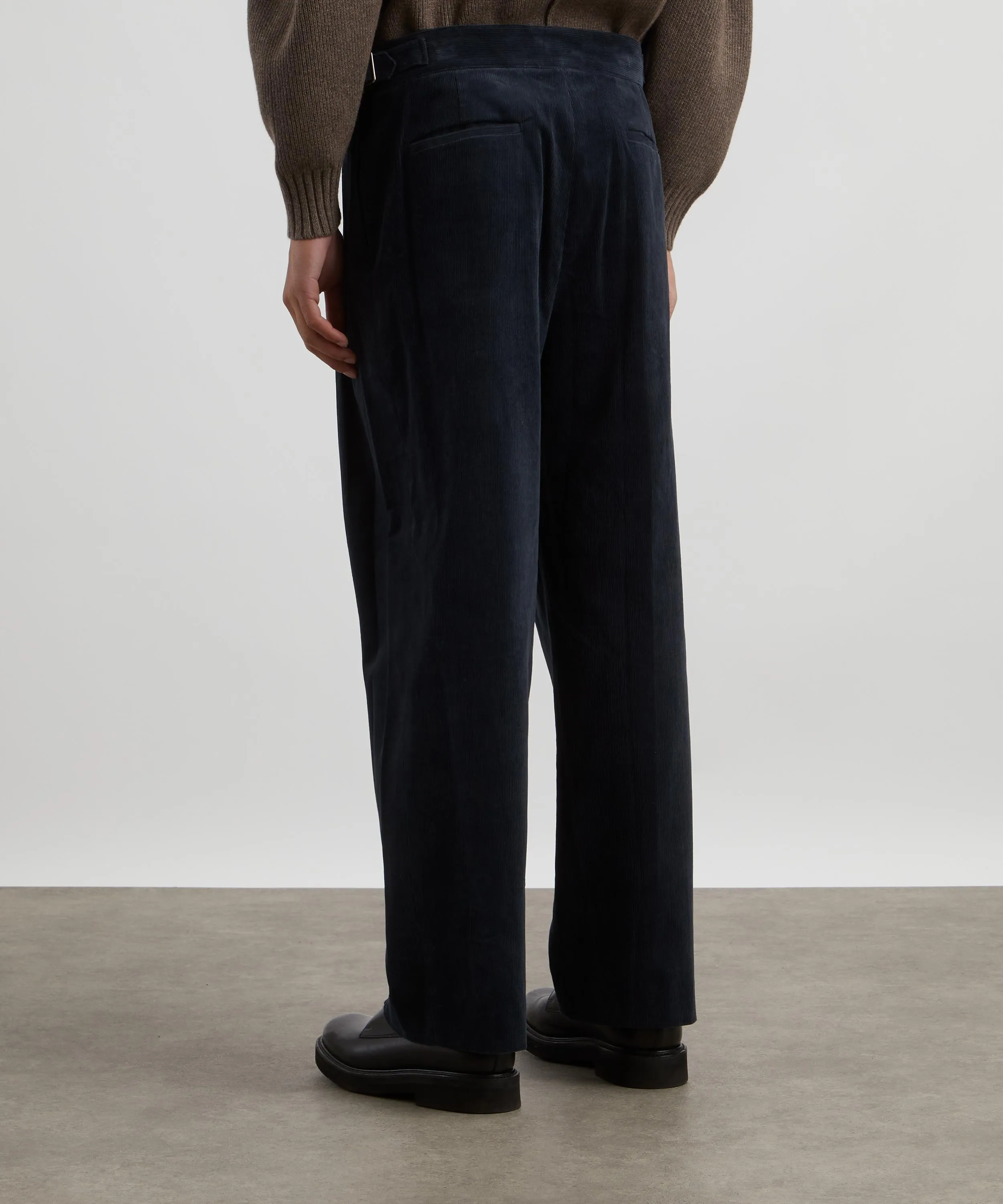 Gurkha Wide Leg Pleated Cord Trousers