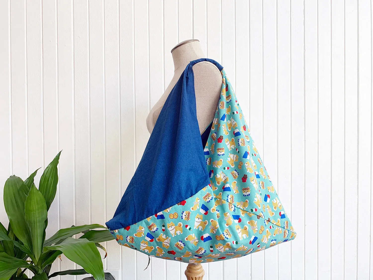 *Handmade* Origami bag | Market bag | Shiba and Mount Fuji