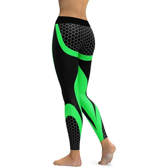 Hayoha Mesh Pattern Print Leggings Fitness