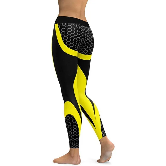 Hayoha Mesh Pattern Print Leggings Fitness