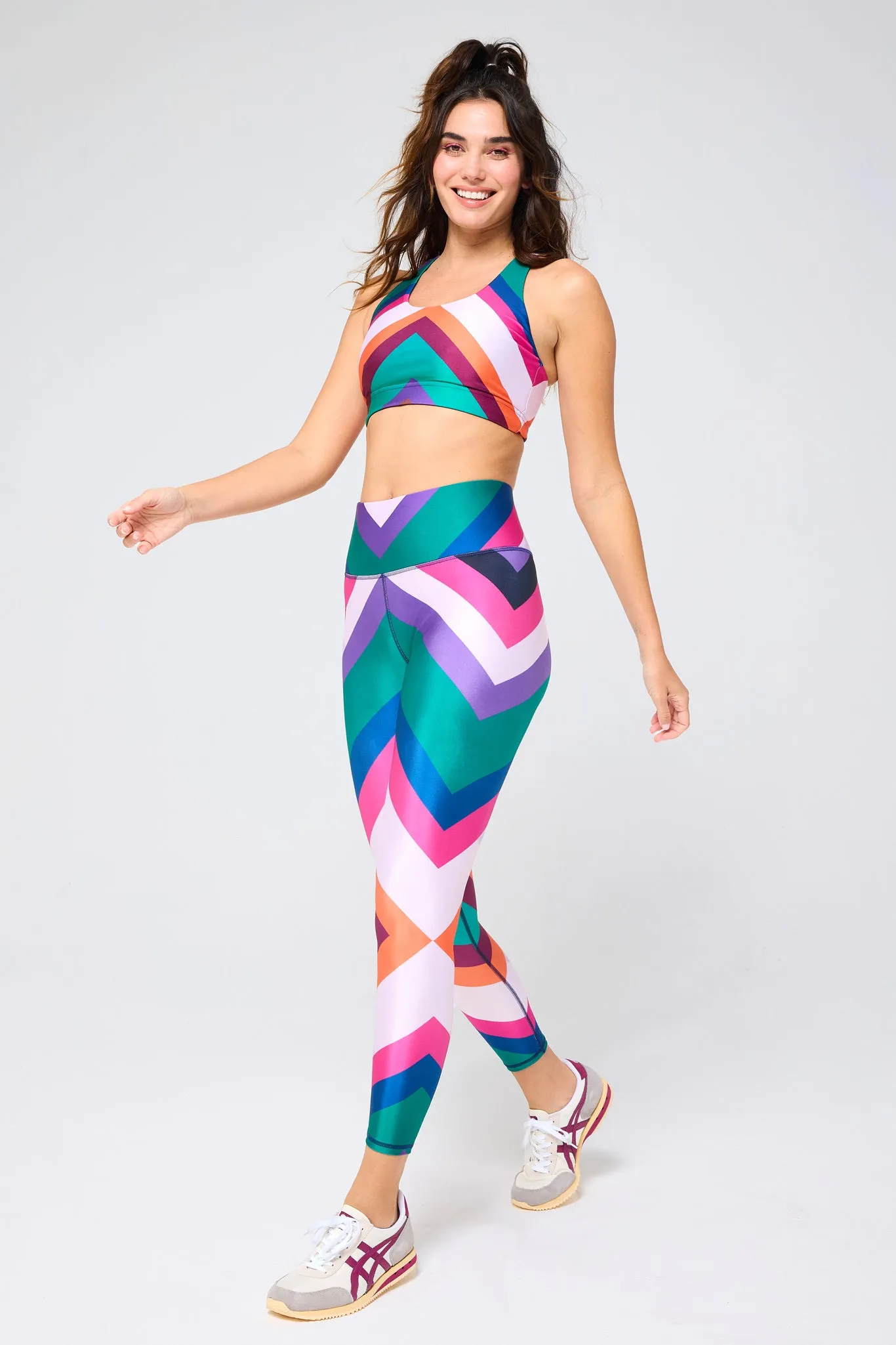 Hi-Shine Leggings in Jade Chevron