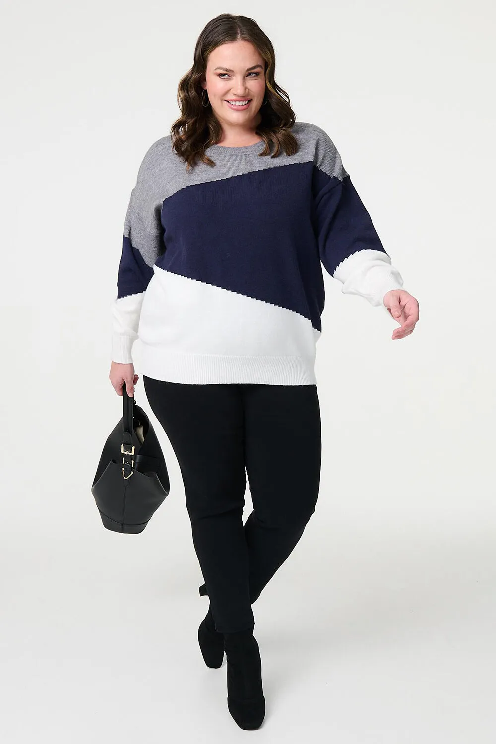 Izabel London - Colour Block Relaxed Knit Sweater