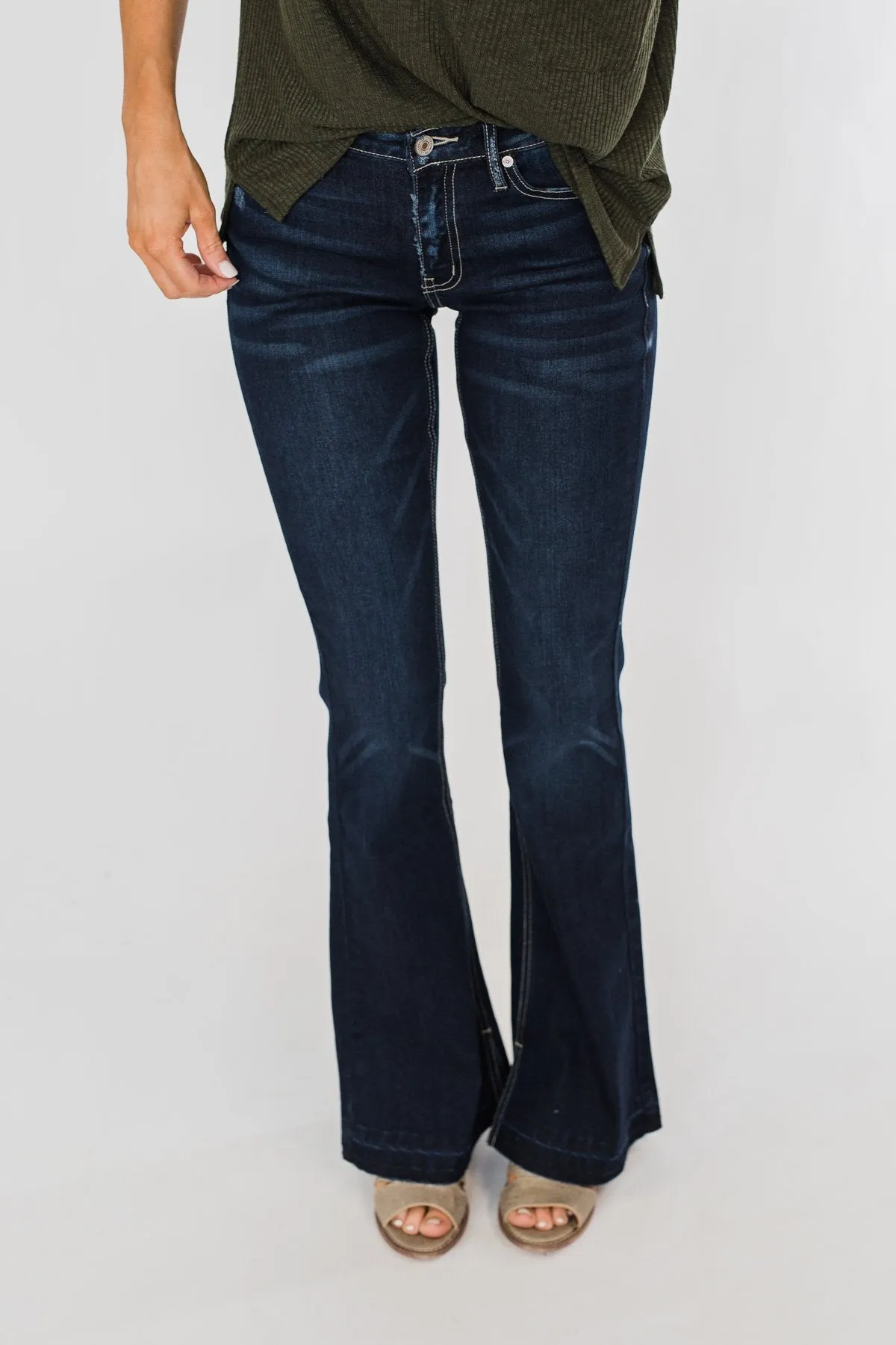 KanCan Non-Distressed Flare Jeans- Felicity Wash