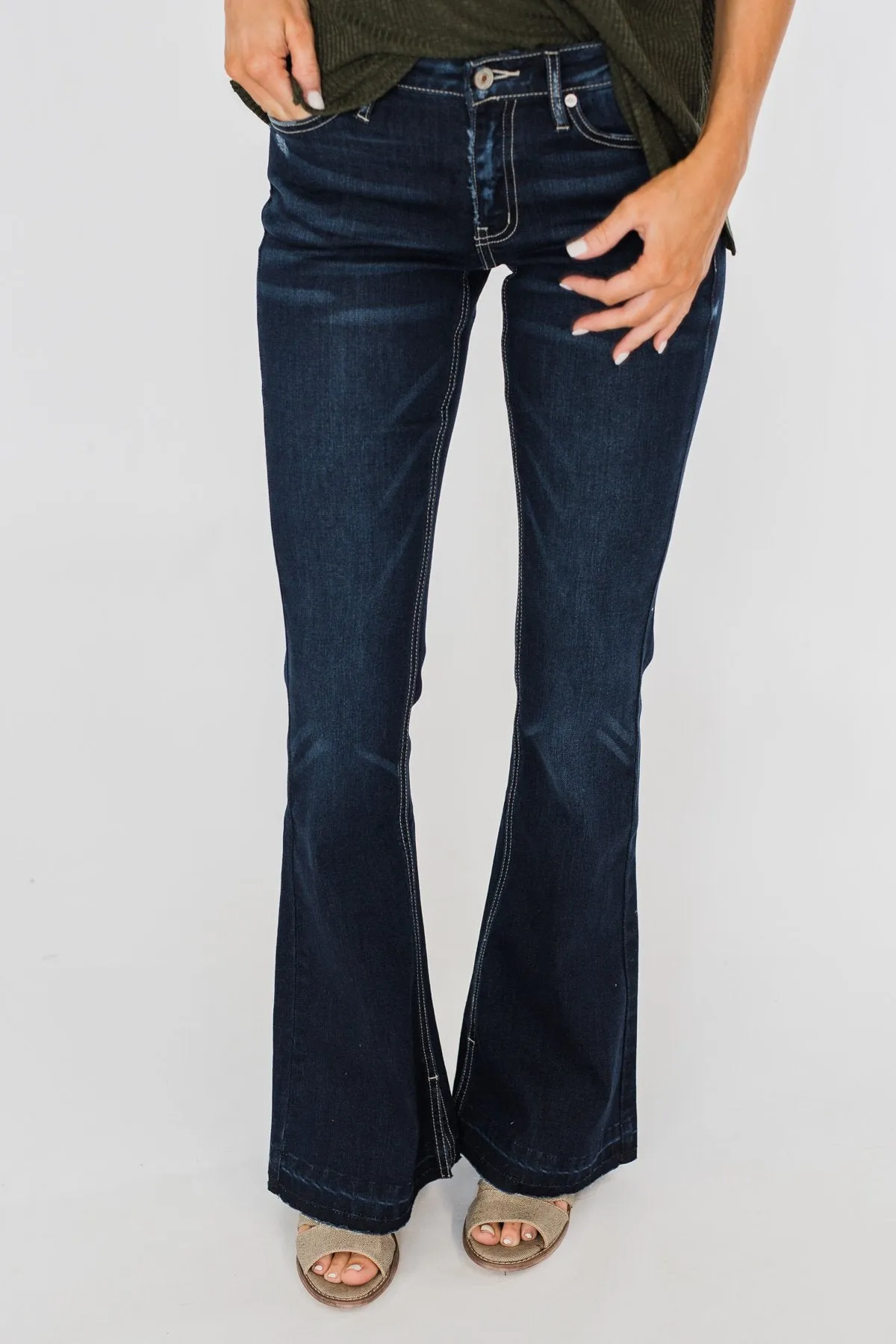 KanCan Non-Distressed Flare Jeans- Felicity Wash