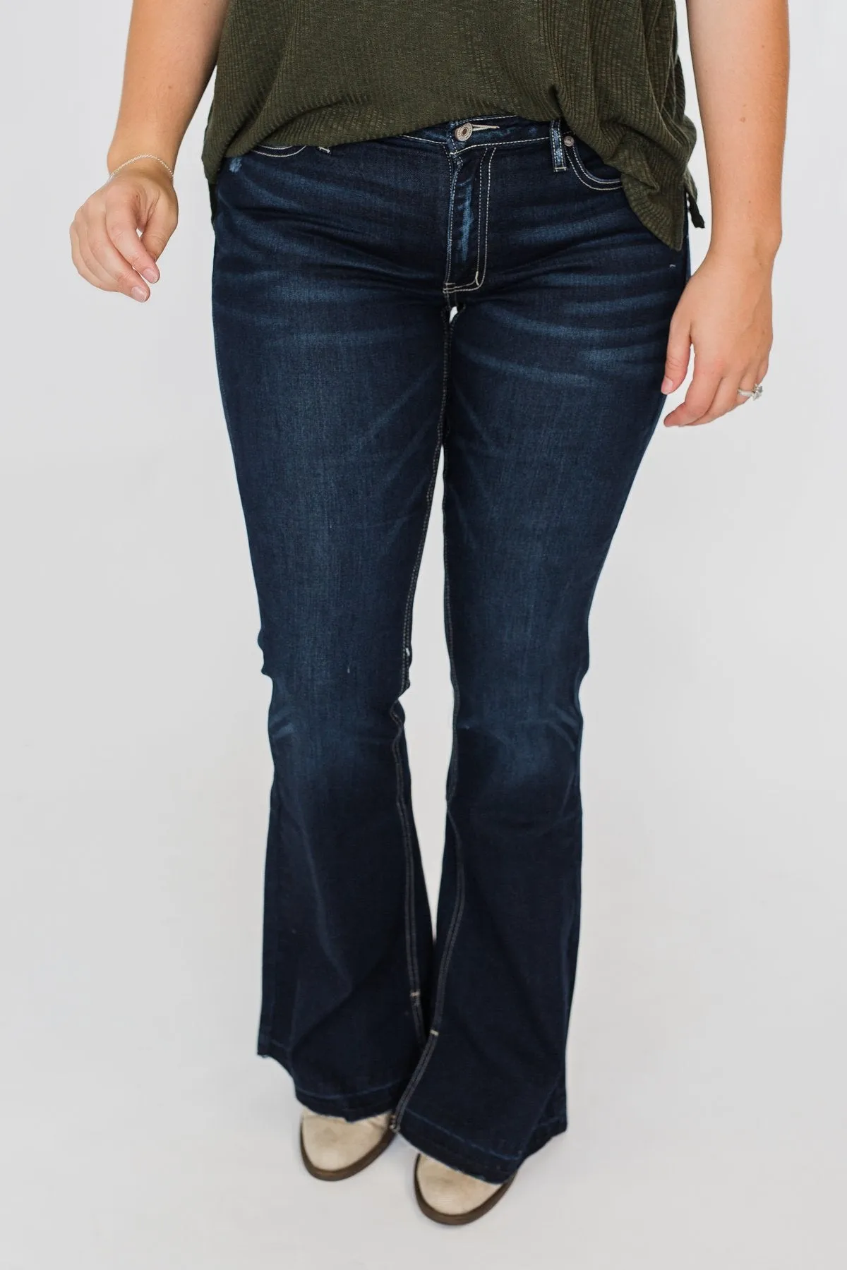 KanCan Non-Distressed Flare Jeans- Felicity Wash