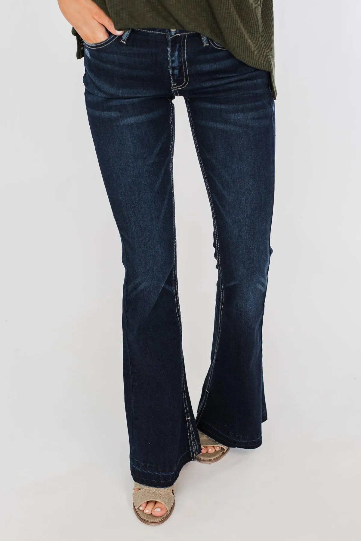 KanCan Non-Distressed Flare Jeans- Felicity Wash