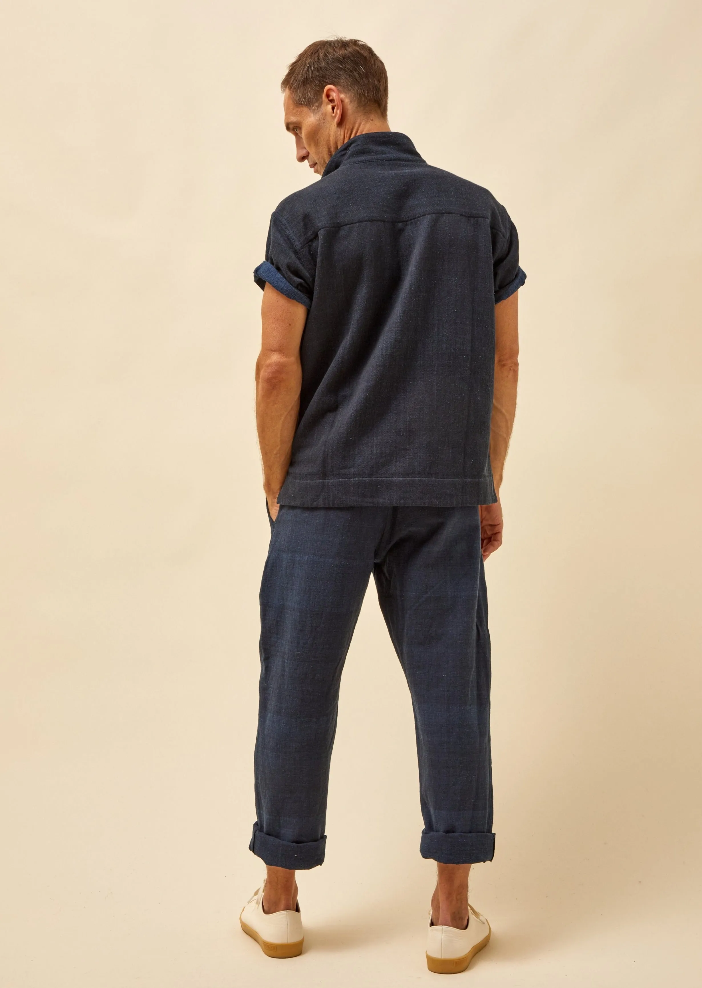 LAKE OVERSHIRT Military Herringbone Iron Black/Indigo