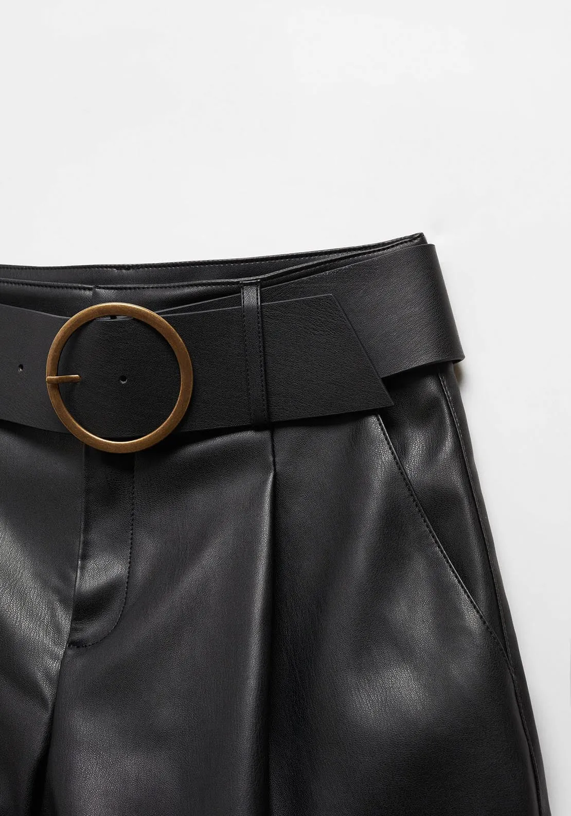 Leather effect belt shorts