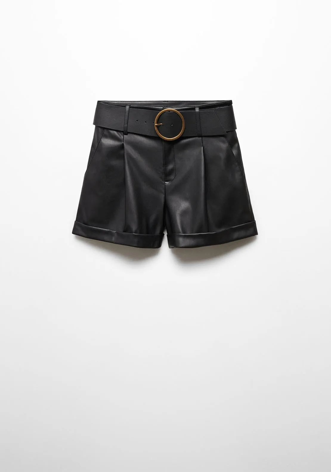 Leather effect belt shorts